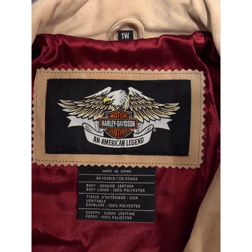 Harley-Davidson Women's Tan Suede Jacket 1W Biker Moto Embroidery - Picture 10 of 12